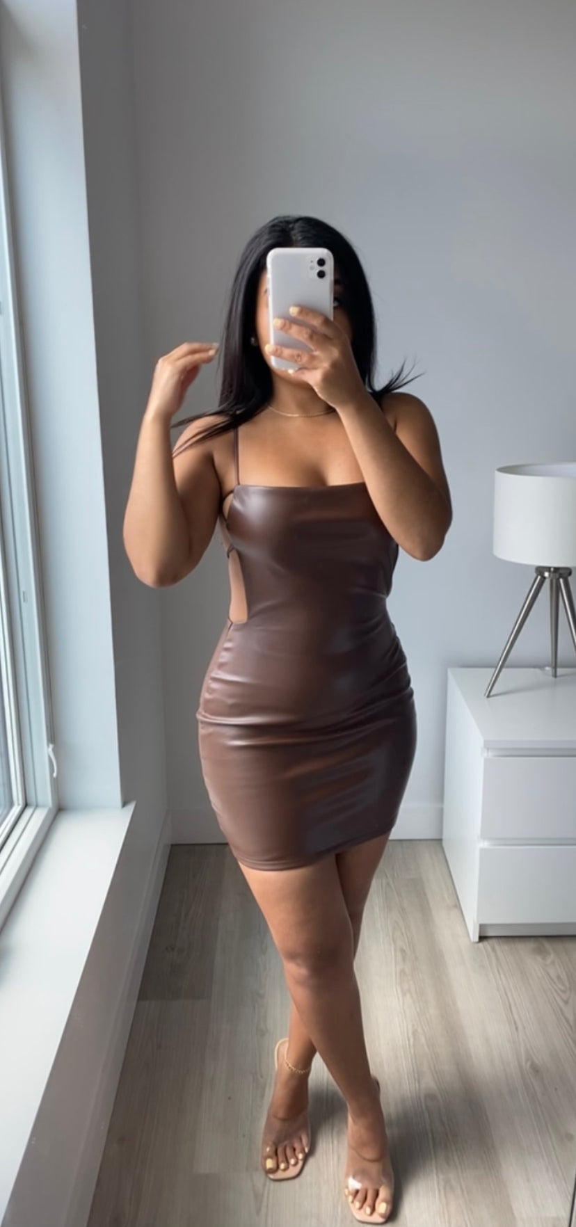 Nina Leather Dress (Brown) Ninety Five Nina Leather Dress (Brown) Ninety Five