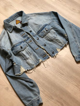 Load image into Gallery viewer, Distress Crop Denim Jacket
