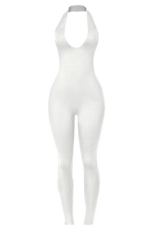 Ladies Front Zip Jumpsuit - White – Planet54